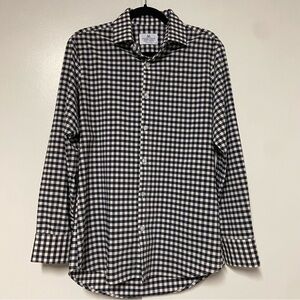 Mizzen + Main Blue plaid check Trim fit dress shirt Size Small